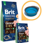 Суха храна за кучета BRIT PREMIUM JUNIOR XL BY NATURE [ НОВА, ПОДОБРЕНА ФОРМУЛА ] с 50% прясно пилешко месо 15кг + подарък сгъваема купа